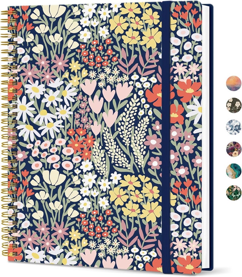 Taja Large Spiral Lined Journal for Women, 8.5" x 11" Notebooks for Work Collge Ruled, A4 Aesthetic Cute Journaling Notebooks for Writing, Plastic Cover, Spring Meadow - Image 1